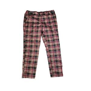Vintage Y2K  Pants Womens Size L Red Stretch Punk Rock Plaid Taper Leg